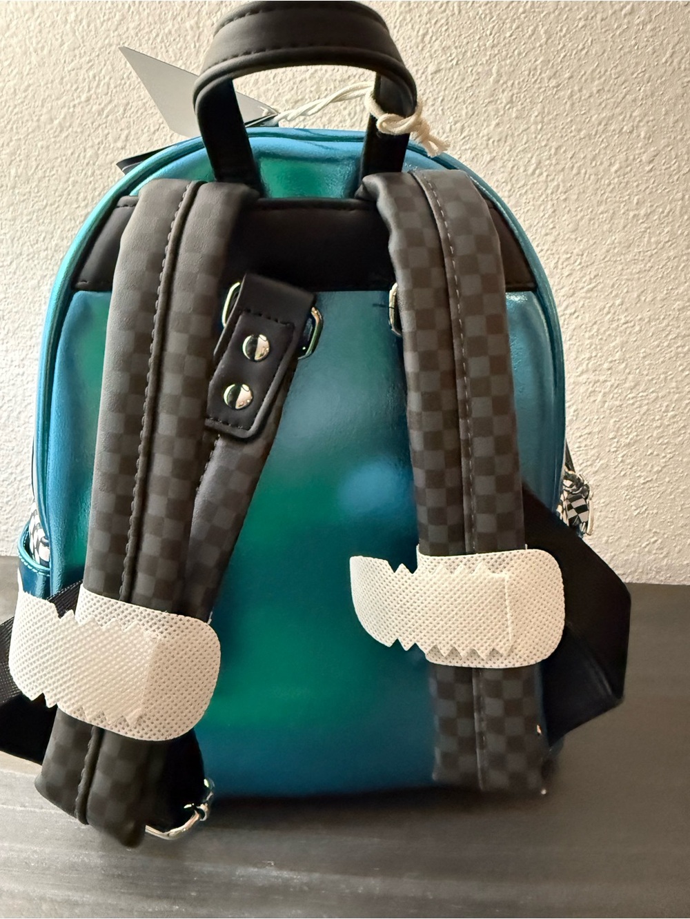 Loungefly Metallic Teal Blue Pixar Dinoco Lightning McQueen Mini Backpack, NWT - Picture 4 of 6